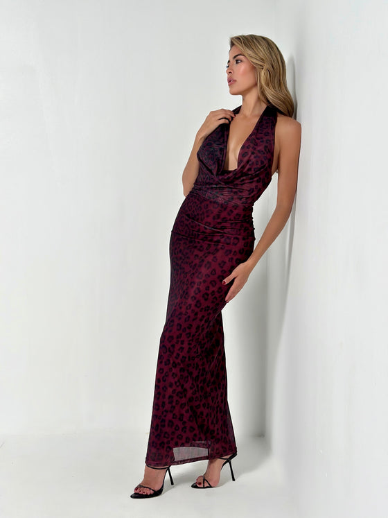 Cheetah Burgundy Dress