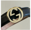 Gucci Black Skinny Leather Interlocking Logo Belt