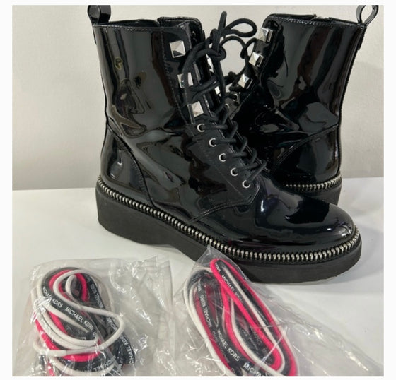 Michael Kors Haskell Patent Leather Combat Boots