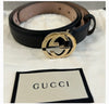 Gucci Black Skinny Leather Interlocking Logo Belt