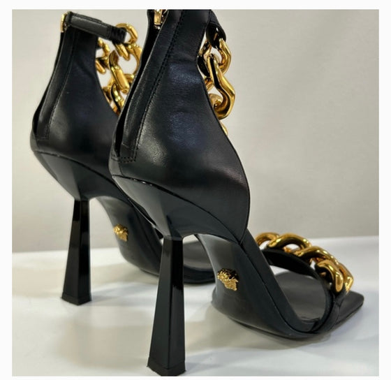 Versace Medusa Nappa gold chain heels