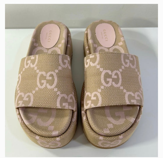 Gucci Platform Slide Sandal Jumbo GG - Beige Light Pink