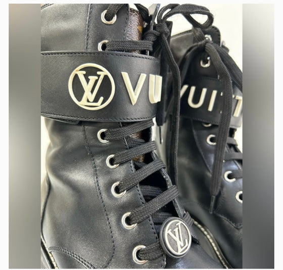 Louis Vuitton Calfskin Monogram Territory Flat Ranger Boots