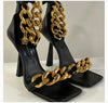 Versace Medusa Nappa gold chain heels