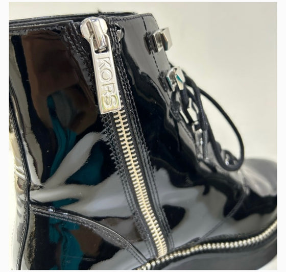 Michael Kors Haskell Patent Leather Combat Boots