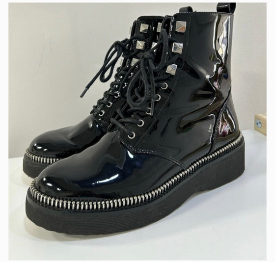 Michael Kors Haskell Patent Leather Combat Boots