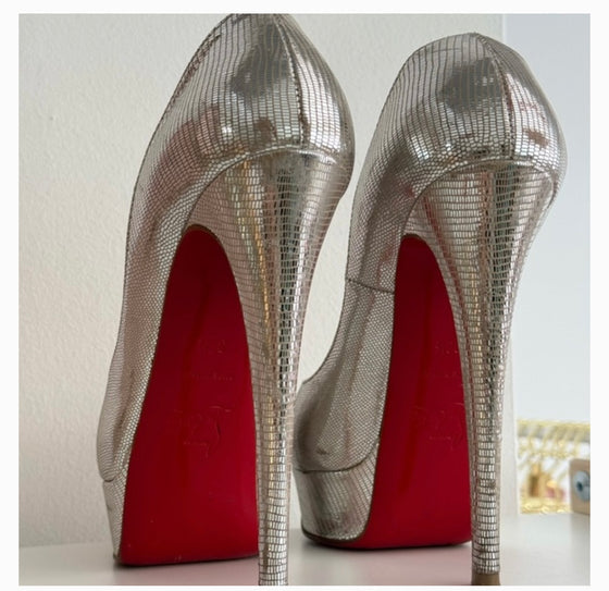 Christian Louboutin Silver Python Heels