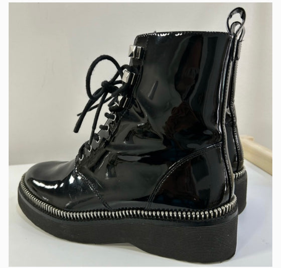 Michael Kors Haskell Patent Leather Combat Boots