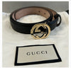 Gucci Black Skinny Leather Interlocking Logo Belt