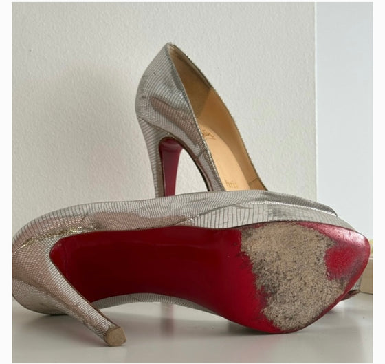 Christian Louboutin Silver Python Heels