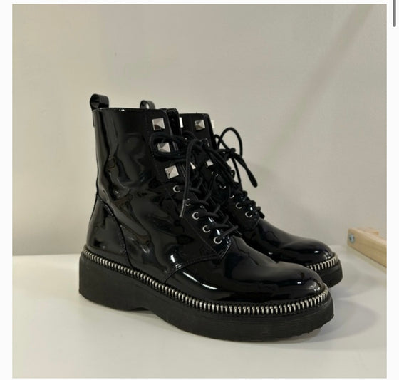 Michael Kors Haskell Patent Leather Combat Boots