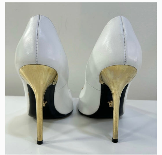 Versace Medusa White Pointed toe pump Heels