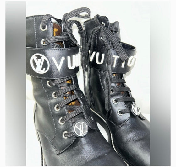 Louis Vuitton Calfskin Monogram Territory Flat Ranger Boots